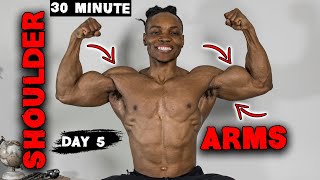 30 MINUTE SHOULDER AND ARMS WORKOUT DUMBBELLS ONLY  DAY 5 [upl. by Leonerd]