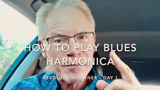 How To Play Blues Harmonica – Absolute Beginner  Day 1 [upl. by Aihsei]