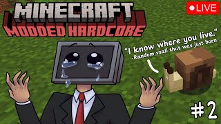 Minecraft Hardcore but an Immortal Snail is chasing me Stream 2 [upl. by Razec]