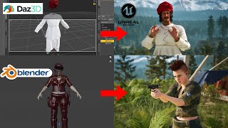 Unreal Engine Tutorial Export DAZ 3D clothing to Metahumans via Blender [upl. by Odilo]