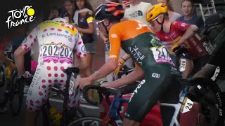 Multiple riders crash into barricades in Stage 6 of 2024 Tour de France  Cycling on NBC Sports [upl. by Benita]