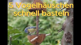 Basteln mit Kindern 🦉Vogelhaus 🐣aus Milchtüte oder Kokosnussschalen oder zwei Hölzern [upl. by Aleac]