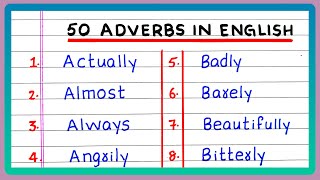 ADVERBS IN ENGLISH GRAMMAR  10  20  30  50 ADVERB WORDS IN ENGLISH [upl. by Hamirak]