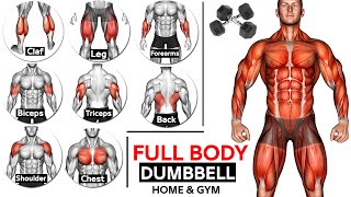 Full Body HOME Dumbbell WORKOUT squats chest triceps biceps  back shoulder wrist Calves [upl. by Tonl]