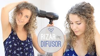 Como rizar el pelo con difusor para definir el rizo [upl. by Airdnala672]