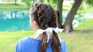 Double Knotted Braids  Cute Girls Hairstyles [upl. by Veator338]