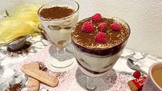 Tiramisu im Glas  Klassik amp Himbeer  Dessert im Glas  einfach schnell [upl. by Annaitat]