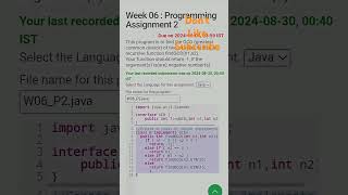 Nptel Java Week 6 Programming Assignment solution nptelcourseanswers viralshort [upl. by Humfried]