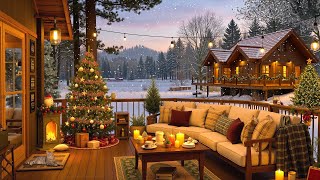 Winter Balcony Ambience 🎄❄ Slow Christmas Carol Jazz Music with Snowy in Christmas Background [upl. by Arlie]