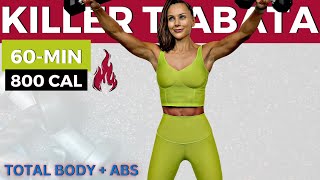 60MIN FAT KILLER TABATA total body lowimpact but highcalorie burn workout for weight loss  abs [upl. by Emmeline726]