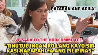 VP SARA TO COMMITTEE “TINUTULUNGAN KO LANG KAYO SIR KASI NAPAPAHIYA ANG PILIPINAS” [upl. by Sharos]