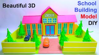 how to make model of school building with cardboard  DIY  3d model  craftpiller howtofunda [upl. by Mord]