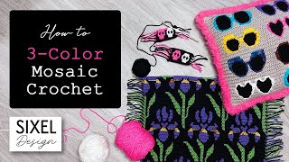 3 Color Mosaic Crochet Tutorial  Sixel Design [upl. by Llemrej]