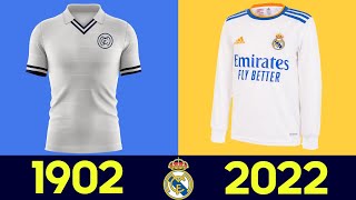 The Evolution of Real Madrid Football Kit 202122  All Real Madrid Football Jerseys in History 2022 [upl. by Anaizit]