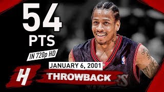 Allen Iverson NASTY Full Highlights vs Cavaliers 20010106  54 Points CRAZY Shooting HD [upl. by Patrick]