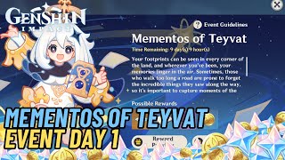 How To Play Mementos Of Teyvat Event Guide Day 1  Genshin Impact 50 [upl. by Annoj]