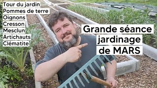 Grand tour du jardin plantation des 🥔 et des 🧅 semis de 🥬et bien dautres choses 【VLOG🌞】 [upl. by Lud166]