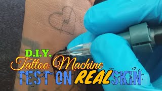 DIY TATTOO MACHINE TEST ON REAL SKIN  REALTIME TATTOO [upl. by Neelyad]