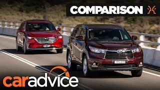 Comparison 2017 Mazda CX9 v Toyota Kluger Highlander  CarAdvice [upl. by Teak]