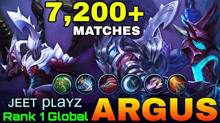 7200 Matches Argus No Boots Build  Top 1 Global Argus by ᴊᴇᴇᴛ pʟaʏz  Mobile Legends [upl. by Lissak]