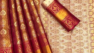 1600Kanjivaram pattu silk pure zari weaving with contrasr border grand rich ph8523844182 [upl. by Tartaglia]