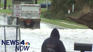 Noreaster Hits TriState Month Worth of Rain Damaging Winds Possible in DayLong Drencher [upl. by Hopper]