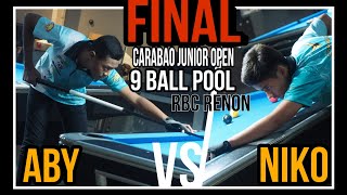 FINAL Aby 🆚 Niko CARABAO JUNIOR OPEN BILLIARD 9  ball pool [upl. by Laubin]