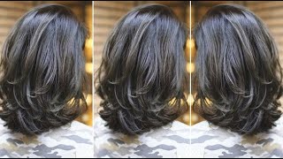 Beauty Medium Length Layers Haircut With Bangs Full Tutorial Steps  Layered Cutting Techniques [upl. by Ramaj]