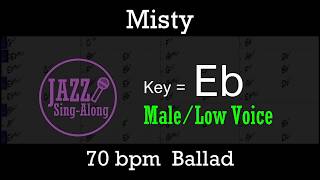 Misty  with Intro  Lyrics in Eb Male  Jazz SingAlong [upl. by Slein]