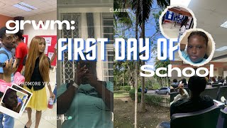 GRWM First Day of School sophomore year  mini vlog skincare classes amp MORE [upl. by Egin927]