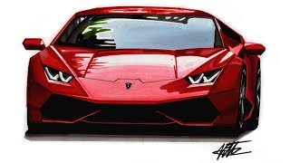 How to Draw a Realistic Supercar  Lamborghini Huracan  Tutorial [upl. by Hgielac]