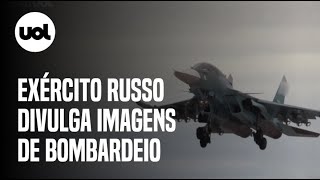 Guerra na Ucrânia Caça Su34 decola e dispara míssil em vídeos divulgados pela Rússia [upl. by Hayikat]