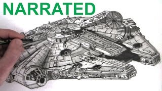 How to Draw the Star Wars Millennium Falcon Narrated [upl. by Bega]