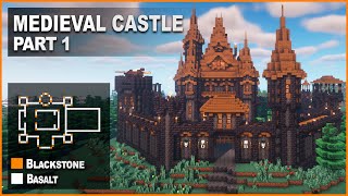 Minecraft How to build a Blackstone Medieval Castle  Tutorial [upl. by Catlaina]