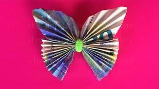 Geldscheine falten Schmetterling  Einfachen Schmetterling aus Geld falten zur Hochzeit [upl. by Elazaro650]