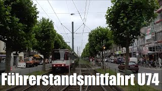 Führerstandsmitfahrt Stadtbahn Düsseldorf Linie U74 Lörick  Benrath [upl. by Gayn]