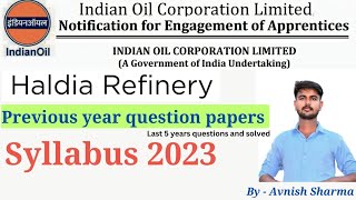 IOCL Haldia Refinery Previous Year Question Papers  IOCL Apprentice Question Paper [upl. by Pachton]