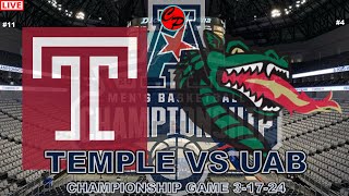 11 Temple vs 4 UAB AAC Tournament Championship Live Game Cast amp Chat [upl. by Linnet]