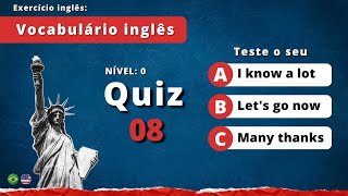 QUIZ 8  INGLÊS PARA INICIANTES 📚🔤 [upl. by Natloz]