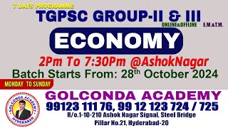 TGPSC GROUP IIampIII 7Days class Economy Ashoknagar 28Th October 2024 2pm to 730pm [upl. by Anaibaf219]