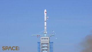 China launches MISRSAT2 satellite for Egypt rocket sheds tiles [upl. by Amhser610]