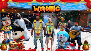 Franklin Marriage Gta 5 Shinchan amp doraemon Celebrating Franklin Marriage in Telugu [upl. by Madai]