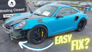 Whats a TOTALED Porsche GT2RS Worth at Salvage Auction [upl. by Leonor292]