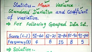 Statistics  Mean Standard Deviation Variance amp Coefficient of Variation for Grouped data  stat [upl. by Acitel]