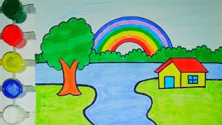 Rongdhonur Drisso Ongkon  Rainbow Scenery Painting [upl. by Agnes492]