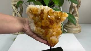 Natural Yellow Citrine Gemstone Crystal Geode Specimen [upl. by Hancock]