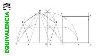 Cuadrado equivalente a un Pentágono  Equivalencia Dibujo Técnico [upl. by Madelon]