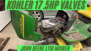 How to Check the Valves on a 175hp Kohler Motor on a L110 John Deere Lawn Mower Tractort [upl. by Howlond]