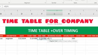 How to make time table for company  overtime Excel [upl. by Brottman]