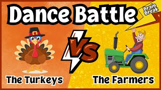 Dance BattleTurkeys Vs Farmers  Brain Break  Just Dance  Thanksgiving Dance [upl. by Yalhsa]